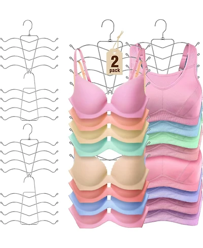 House Day Multi-Use Bra Organizer Metal Hanger for Closet Storage 2 Pack