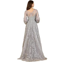 Lara Women's V Neckline Long Sleeve Gown