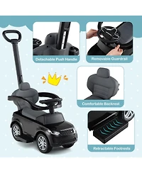 Hongge 3-in-1 Push Car with Removable Handle, Guardrail, and Storage for Toddlers 18–36 Months - Black