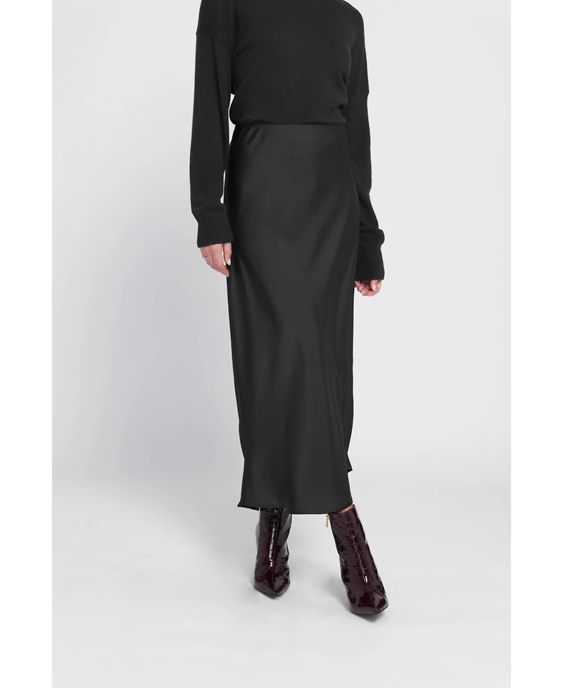Elle Collection Women's Satin Midi Skirt Slip.