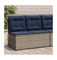 vidaXL 1 Pc poly rattan Reclining Patio Bench with Navy blue cushions