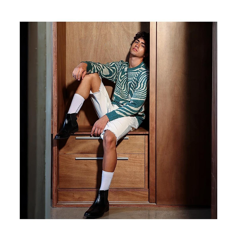 Campus Sutra Men's Emerald Green Fluid-Jacquard Knit Pullover Sweater