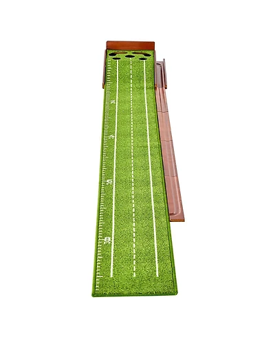Sugift Golf Putting Mat Indoor 5-Hole Green with Ball Return Alignment Guide and Base