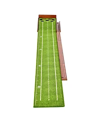 Sugift Golf Putting Mat Indoor 5-Hole Green with Ball Return Alignment Guide and Base