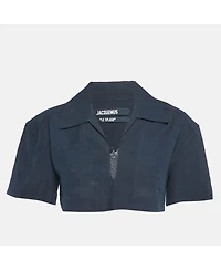 Pre-Owned Jacquemus Women's Navy Blue Hemp Blend Le Haut Bebi Crop Top