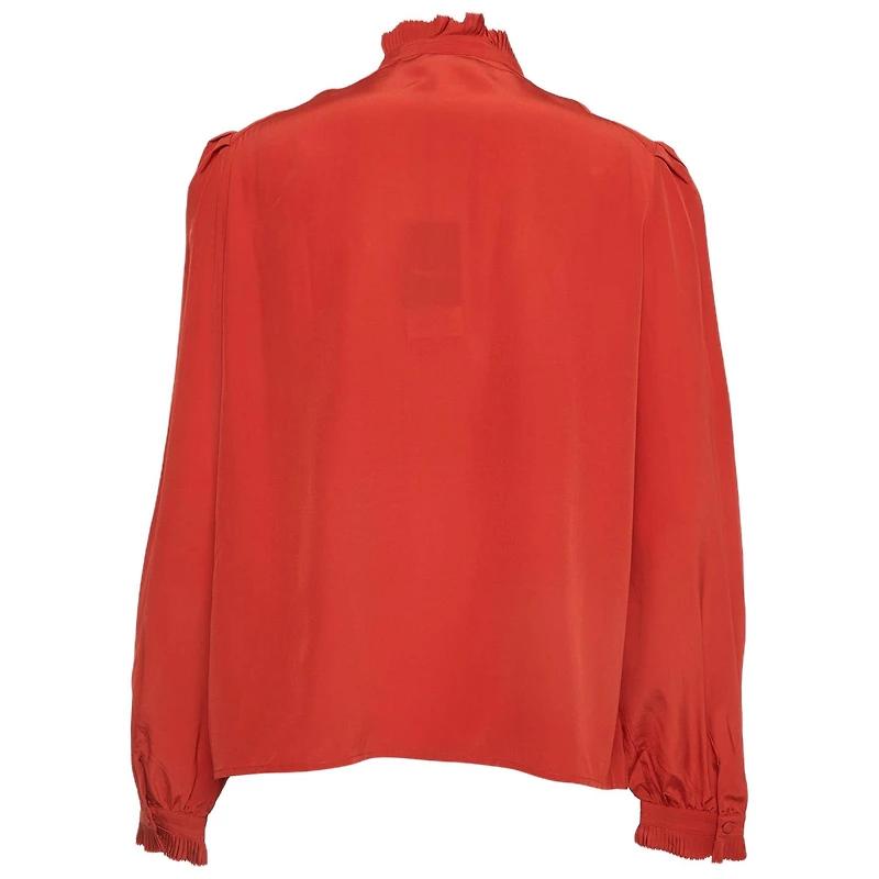 Pre-Owned Zadig & Voltaire Women's Red Silk Ruffled Taccora Blouse