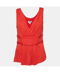 Pre-Owned Moschino Women's Cheap And Chic Red Silk Blend Knit Sleeveless Top