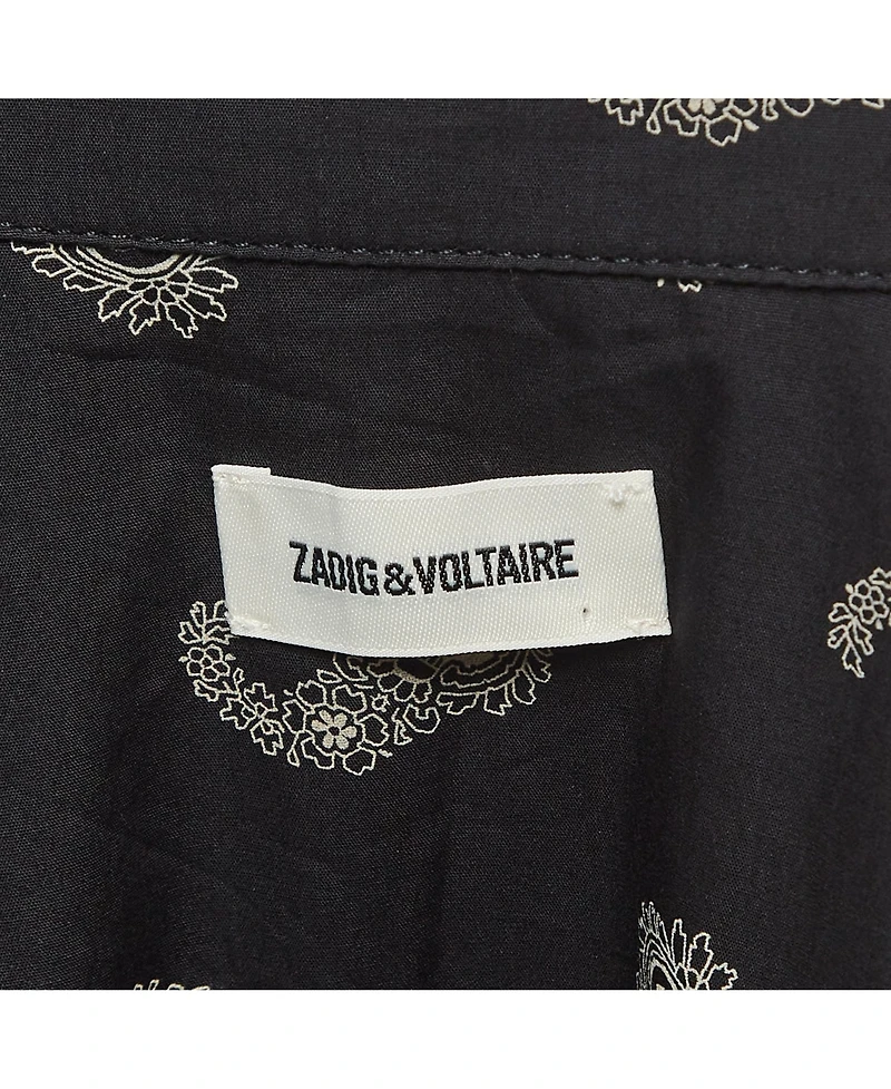 Pre-Owned Zadig & Voltaire Women's Black Tamara Paisley Print Cotton Oversized Shirt
