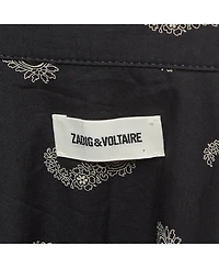 Pre-Owned Zadig & Voltaire Women's Black Tamara Paisley Print Cotton Oversized Shirt