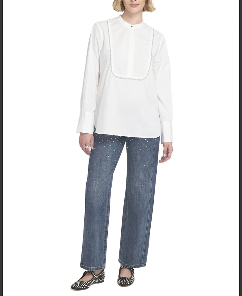 Elle Collection Women's Beaded Shirt Blouse Top