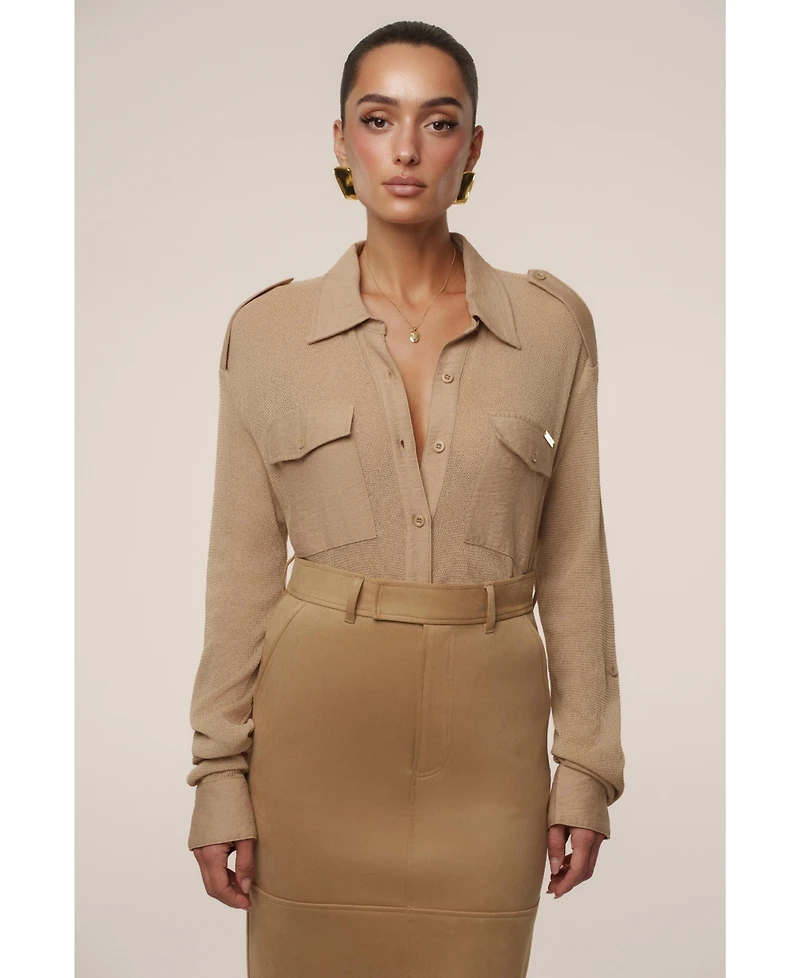 Jluxlabel Women's Sway Sheer Button Up Top