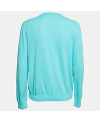 Pre-Owned Moschino Women's Cheap And Chic Blue Printed Chiffon And Cotton Knit Cardigan