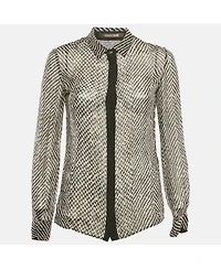 Pre-Owned Roberto Cavalli Women's Black Silk Monochrome Sheer Blouse