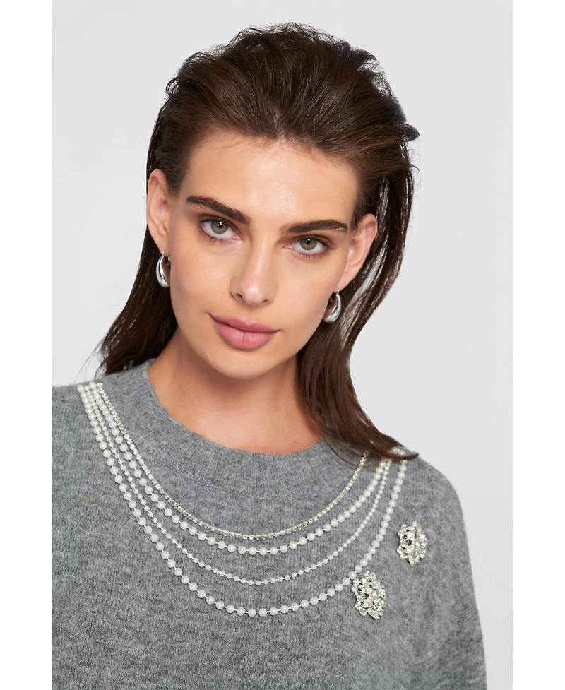 Elle Collection Women's Embellished Sweater Pullover