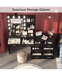 Gaomon 61" Make up Vanity Desk with Mirror and Lights, 3 Lighting Modes Vanity Organizer with Adjustable Brightness