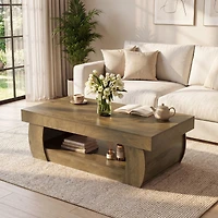 Tribesigns 55-Inch Modern Coffee Table with Open Storage Shelf, Rectangular Center Table