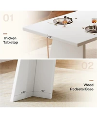 Tribesigns White Wooden 63" Modern Kitchen Table with Glossy Tabletop, Large Rectangle, Seats 4–6 Dining Table