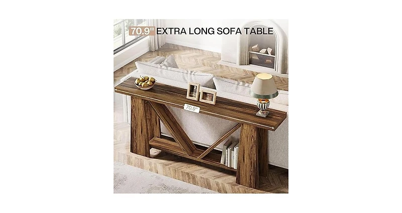 Tribesigns 70.9-Inch Long Console Table, Farmhouse Entryway Table with Storage, Narrow Sofa Console Behind Couch