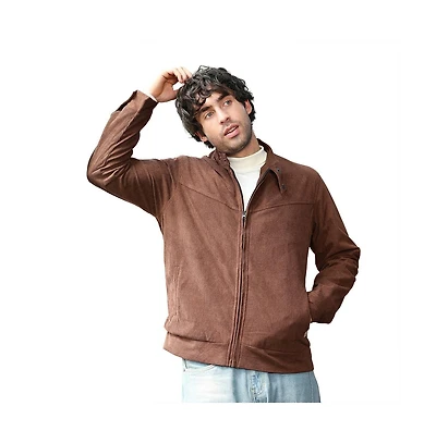 Campus Sutra Men's Chocolate Brown Corduroy Rider Jacket