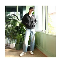 Campus Sutra Men's Obsidian Black Zip-Front Geometric-Jacquard Jacket