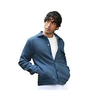 Campus Sutra Men's Aegean Blue Utility-Knit Jacket