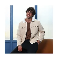 Campus Sutra Men's Cream White Utility-Corduroy Jacket