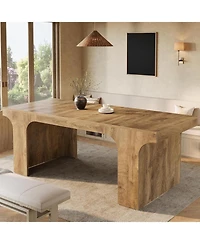 Tribesigns 71-Inch Large Dining Table for 6-8, Farmhouse Wooden Kitchen Table with Arched Design