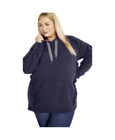 Avenue Women's Plus Frill Plain Hoodie