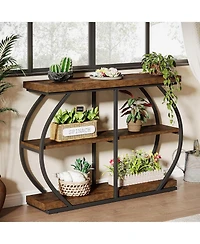 Tribesigns 41.3" Console Table, Industrial 3-Tier Entryway Table with Arched Metal Frame and Storage Shelves for Living Room