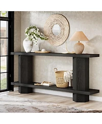 Tribesigns 71-Inch Long Console Table for Entryway, Wooden Sofa Table Behind Couch, Black