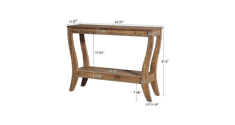 Tribesigns Wood Console Table with Storage, 43.3-Inch Farmhouse Entryway Table with Shelf, 2-Tier Wooden Sofa Table