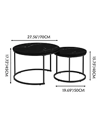 sumyeg Industrial Nesting Coffee Table Set of 2 with Wood Finish and Metal Frame