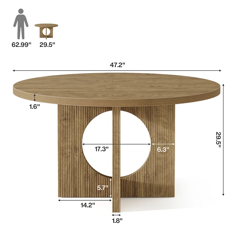 Tribesigns 63-78.8-Inch Extendable Wood Dining Table for 6-8 with Metal Frame, Rustic Brown & Black Modern Kitchen Table