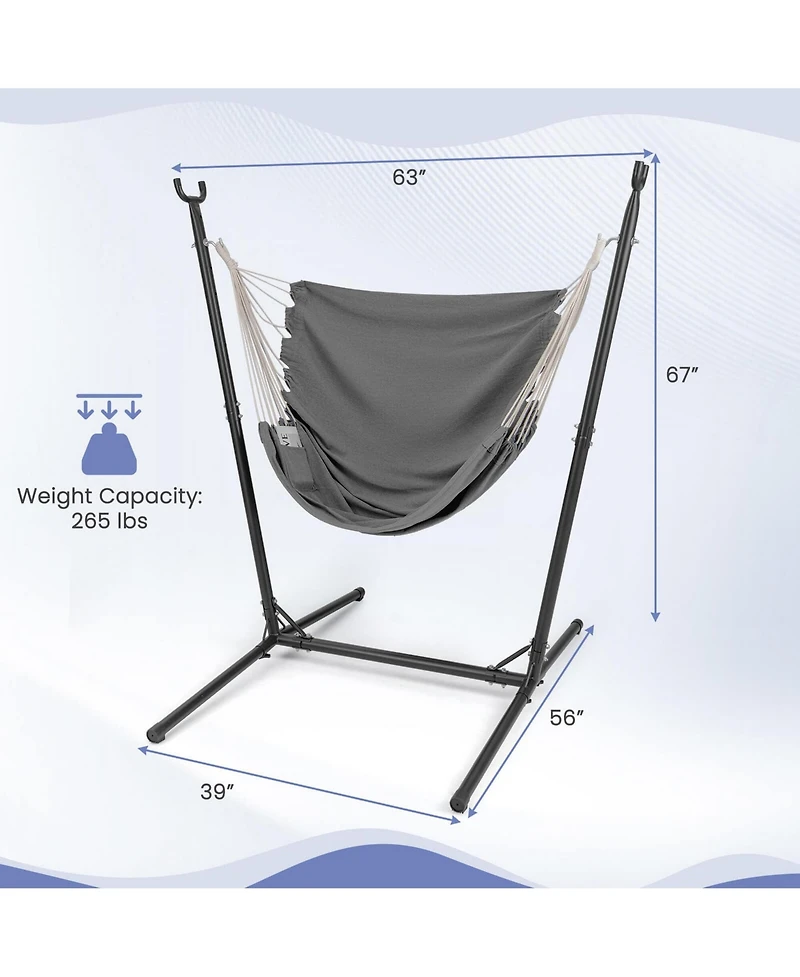 Adjustable Hammock Chair with Stand 6 Adjustable Positions Storage Pocket Sturdy