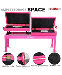 5 Core Duet Piano Bench 3.5 Inch Padded Cushioned Stool Wooden Heavy Duty Musician Chair w Storage