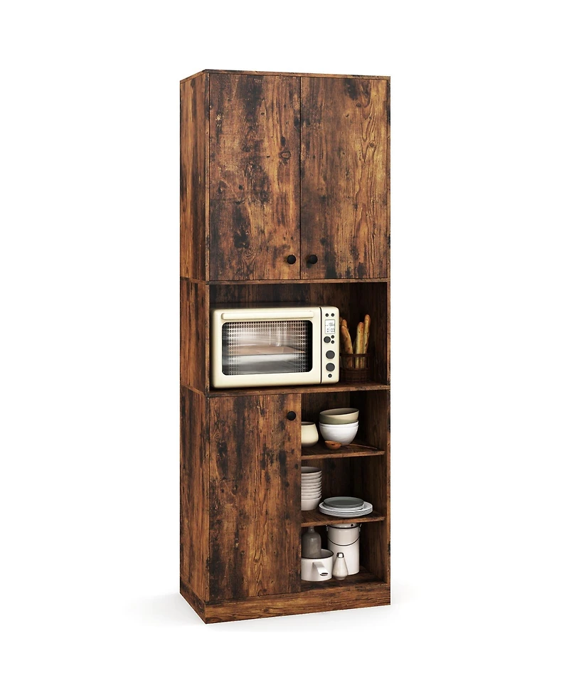 Costway Kitchen Pantry Storage Cabinet 65.5" Tall Modern Hutch Cabinet with Microwave Stand