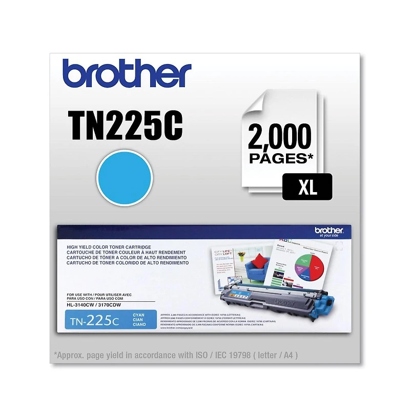 Brother TN225C 2200 Page-Yield TN225C High-Yield Toner - Cyan