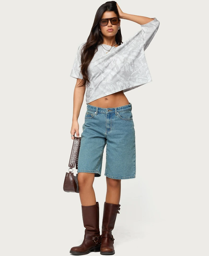 Edikted Women's Davida Off Shoulder Camo Top