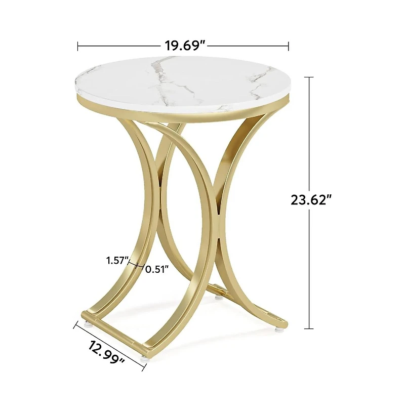 Tribesigns End Table Small Round Faux Marble Sofa Side Table (1 Pcs)