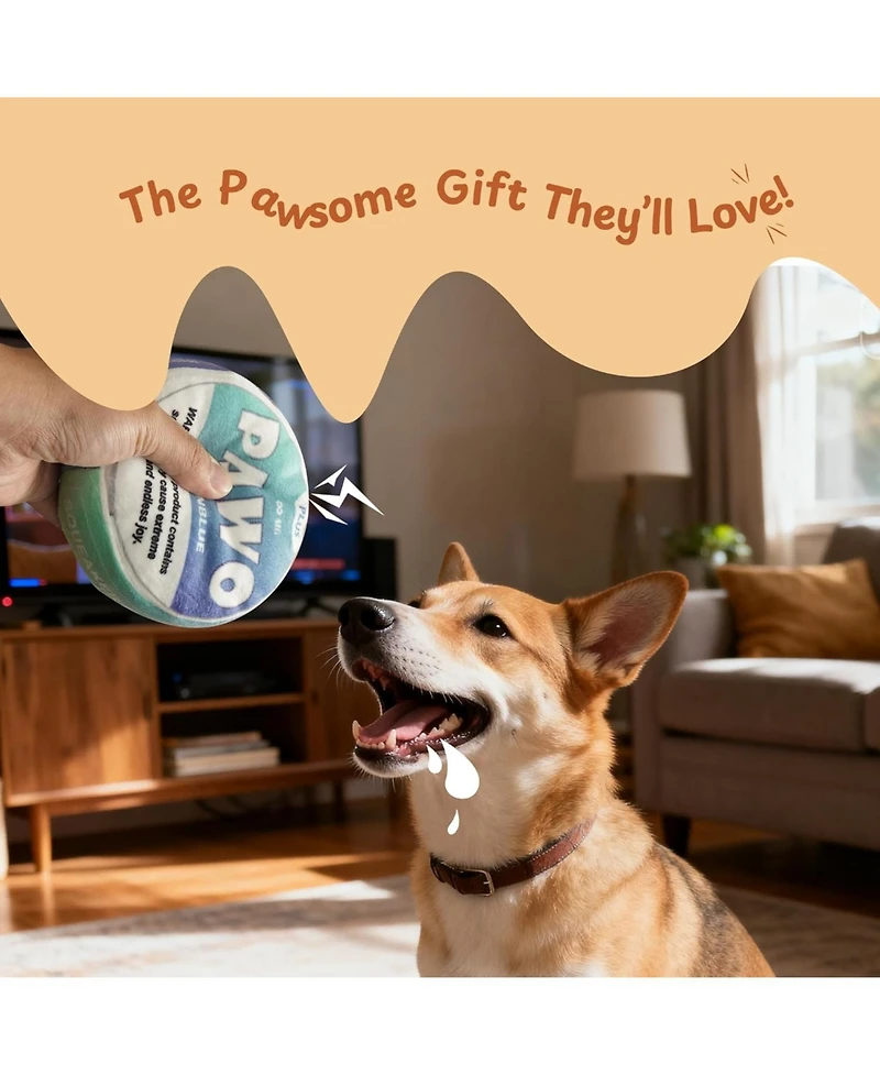 Nocciola Pawo Pouch Dog Squeaky Toy, Funny Stuffed Plush Toy with Crinkle Paper, Cool Stuff for Puppy, Fetch & Chew Toy for Small Medium Dogs