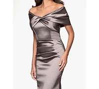 Betsy & Adam Women's Off-The-Shoulder Ruched Long Gown