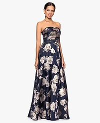 Betsy & Adam Women's Printed Strapless Long Dress