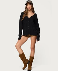 Edikted Womens Francine Oversized V Neck Cardigan