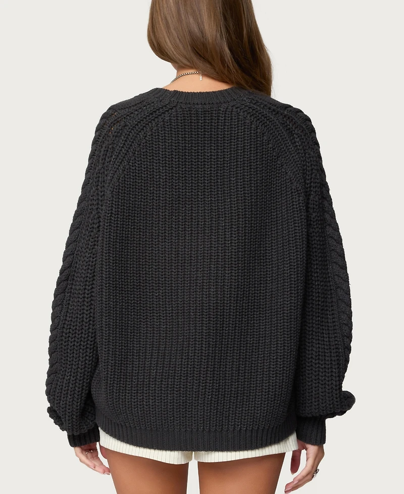 Edikted Women's Lira Chunky Cable Knit Sweater