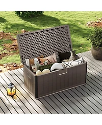 Costway Storage Box with Lockable Design & Gas Strut Handle 2 Person Bench Garden Organizer