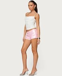 Edikted Women's Lizzie Flower Sequin Micro Shorts