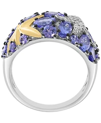 Effy Collection Tanzanite (3-3/8 ct. t.w.) & Diamond (1/5 ct. t.w.) Ring in Sterling Silver with Gold Plating