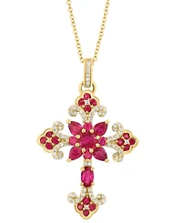 Effy Collection Ruby (2-3/8 ct. t.w.) & Diamond (1/3 ct. t.w.) Pendant Necklace in 14k Rose Gold