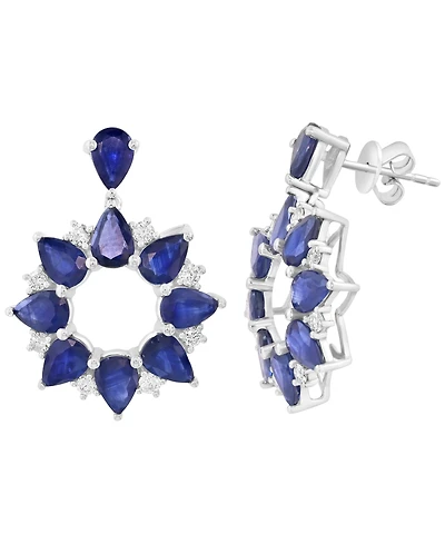 Effy Collection Sapphire (7-1/5 ct. t.w.) & Diamond (1/2 ct. t.w.) Drop Earrings in 14k White Gold