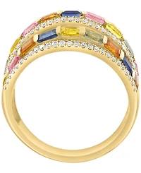 Effy Collection Multi-Sapphire (2-1/5 ct. t.w.) & Diamond (3/8 ct. t.w.) Ring in 14k Yellow Gold
